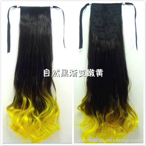 AISHILI Wholesale Synthetic Hair Extensions Two Color gradient Tone Hair Weave Synthetic Ponytail for women